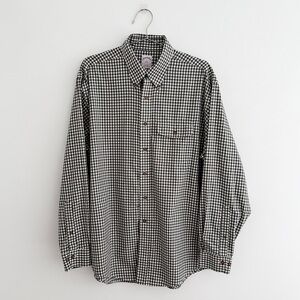 Brooks Brothers 346 Green Gingham Button Down Shirt Size Large 100% Cotton